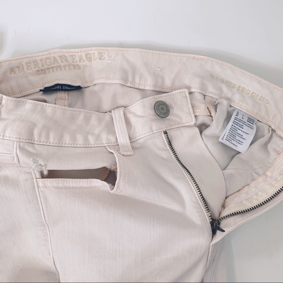 AE 🦅 Light Peach Next Level Stretch High Rise Distressed Jegging Jeans - Picture 5 of 9